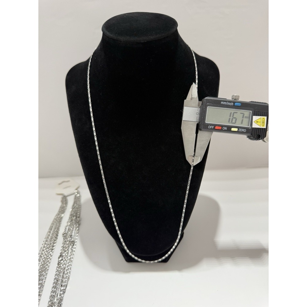 dainty box/nugget necklace chain 24inch 1.50mm white gold filled lobster clasp